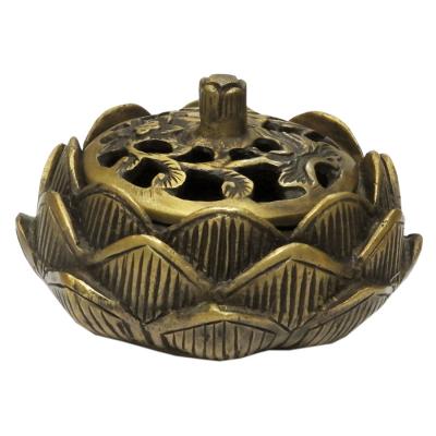 Lotus Dhoop Burner W/Lid Antique Finish (MB_3220)